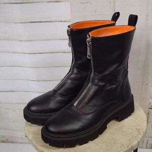 French Connection Black Vegan Lug  Combat Boots Size 7.5